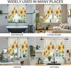 Farm Sunflowers Swag Valances for Windows, Retro Flowers Butterfly Botanical Beige Rod Pocket Kitchen Curtains Valance, Kitchen Window Curtains Swag for Cafe Bathroom Living Room, 2 Panels, 36x45 inch