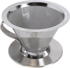 SIXRUN Portable Stainless Steel Cone Coffee Filter, Optimal Extraction for Travel, Business and Camping with 300 Mesh Filtering Capacity
