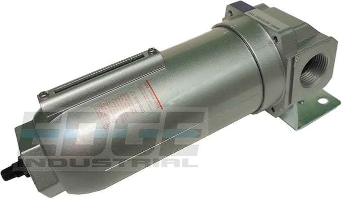 HEAVY DUTY HIGH FLOW COMPRESSED AIR IN-LINE PARTICULATE FILTER WITH 9OZ METAL BOWL, 1" NPT PORTS, AUTO DRAIN, 160 CFM, VISIBLE SIGHT GLASS, 5 MICRON ELEMENT