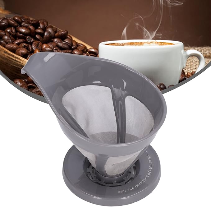 Coffee Strainer Stainless Steel Fine Mesh Pour Over Coffee Dripper Hand Drip Filter Cone for Home Office Travel Camping Portable Reusable Easy Clean Dishwasher Safe (Grey)