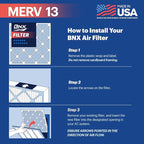 BNX TruFilter 14x20x1 Air Filter MERV 13 (4-Pack) - MADE IN USA - Electrostatic Pleated Air Conditioner HVAC AC Furnace Filters for Allergies, Pollen, Mold, Bacteria, Smoke, Allergen, MPR 1900 FPR 10