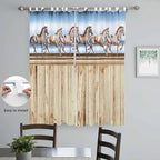 Western Horse Living Room Curtains 96 Inch Length, Window Curtains Tab Top, Farmhouse Wooden Grain Vintage Cowboy Barn Door Light Filtering Window Treatments Drapes 52"x96" 2 Panel