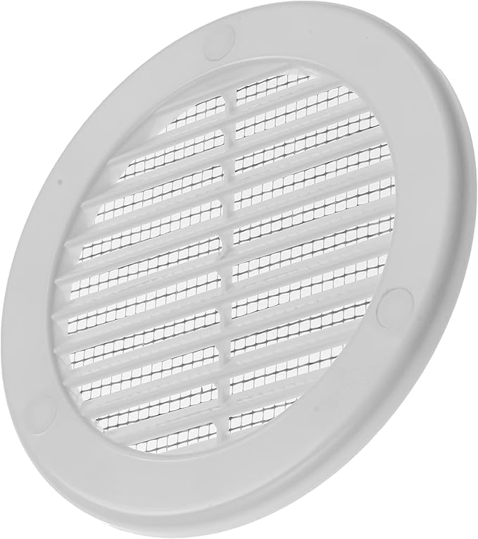 Vent Systems 4" Inch (Opening Dimensions) - Pack of 2 - White Soffit Vent Cover - Plastic Round Air Vent Grille - Built-in Mesh Screen - HVAC Register Louver for Bathroom, Home, Kitchen