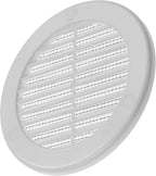 Vent Systems 4" Inch (Opening Dimensions) - Pack of 2 - White Soffit Vent Cover - Plastic Round Air Vent Grille - Built-in Mesh Screen - HVAC Register Louver for Bathroom, Home, Kitchen