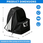 Sand Filter Pump Cover Waterproof, Fits Most Popular Brands 14-16 In Sand Filter Pump 25.5"L x 21.6"W x 27.5"H (Black)