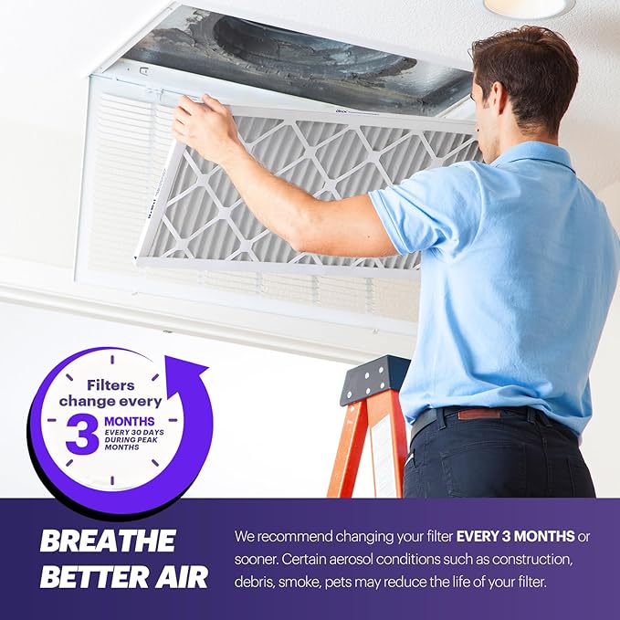 BNX TruFilter 12x24x1 Air Filter MERV 8 (6-Pack) - MADE IN USA – Dust & Pet Defense Electrostatic Pleated Air Conditioner HVAC AC Furnace Filters for Dust, Pet, Mold, Pollen MPR 600 – 700 & FPR 5