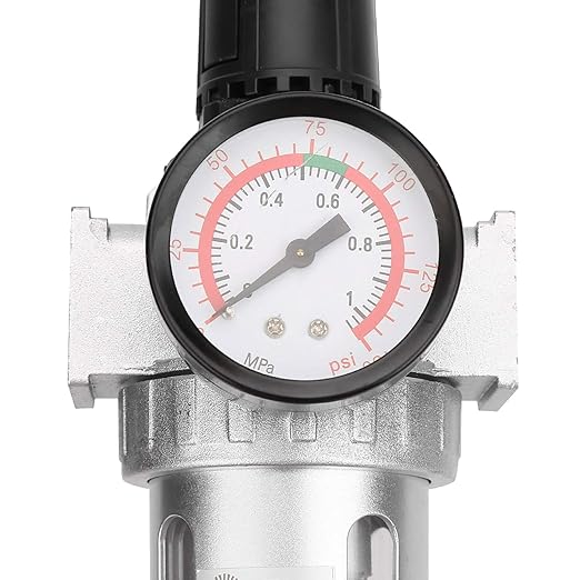 1/2" NPT Air Filter Regulator 0-150Psi with Pressure Gauge, Compressed Air Compressor Water Oil Separator for Pneumatic Tools (Silver)