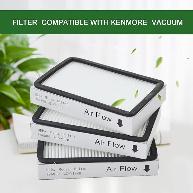 EZ SPARES 3 PCS Replacement for Kenmore EF2 (EF-2) Exhaust HEPA Vacuum Replacement Filter Compares to 86880 and for Panasonic MC-V194H HEPA Filter