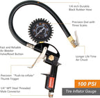 22 Pieces Air Compressor Accessories kit, 3/8 inch x 50 ft Hybrid Air Hose Kit, 1/4" NPT Quick Connect Air Fittings, Tire Inflator Gauge, Blow Gun, Air Filter, Swivel Plugs
