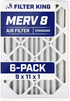Filter King 9x11x1 Air Filter | 6-PACK | MERV 8 HVAC Pleated A/C Furnace Filters | MADE IN USA | Actual Size: 9 x 11 x .75"