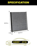 Cabin Air Filter w/Activated Carbon for Toyota Camry (2002-2006), Sienna (2004-2010), Avalon (2000-2004), Lexus RX350 (2007-2009), ES330 (2004-2006), OE# 87139-06030, YZZ05, CF10132