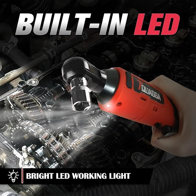 3/8" Cordless Electric Ratchet Wrench Set, 12V Power Ratchet Tool Kit With 2 Packs 2000 mAh Battery And Charger, 45 FT-LBS Battery Powered Wrench with Infinitely Variable Speeds