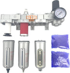 1/2" NPT HEAVY DUTY Industrial Grade 4 Stages Filter Coalescing Desiccant Dryer Regulator System For Compressed Air Lines, Metal Bowls, Great For Paint Spray And Plasma Cutter (AUTO DRAIN)
