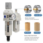 1/2" Auto-Drain FRL Assembly - Professional Grade Compressed Air Conditioner with Cyclonic Separation | 0-150 PSI Operating Range | CNC-Machined Body