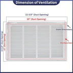 20"W x 12"H [Duct Opening Size] Steel Return Air Filter Grille - Removable Face/Door for 1 inch Filters -HVAC Vent Cover Grill - White [Outer Dimensions: 22 5/8"W X 14 5/8"H]