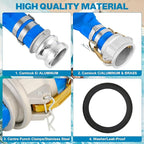1.5" x 100 Ft Discharge Hose, Heavy Duty PVC Lay Flat Water Backwash Hose,Durable Pool Drain Hose with Aluminum CE Fittings for Water Pump And Filters