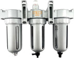 3/8" NPT MID FLOW 3 Stages Filter Coalescing Desiccant Dryer System For Compressed Air Lines, Poly Bowls, Great For Paint Spray And Plasma Cutter (AUTO DRAIN)