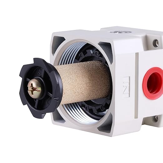 1/4 Inch NPT Air Filter Regulator Combo Piggyback, Air Compressor Water Separator, Air Line Dryer, Semi-Auto Drain, Air Pressure Regulator AW2000-02, 0-150 PSI Gauge