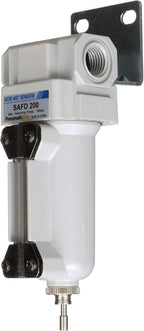 PneumaticPlus SAFD200-N02B-MEP Miniature Compressed Air Coalescing Filter, 0.01 Micron 1/4" NPT - Metal Bowl, Manual Drain, Bracket
