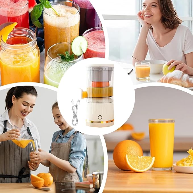 Automatic Juicer, Citrus Fruit Press Machine, Orange Juice Squeezer, Portable 7.4v Blender Container Advantage, Quick Extraction Functionality, Premium Kitchen Appliance Device, Lime Orange Use