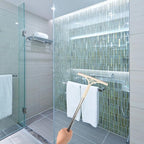 Multifunctional Glass Squeegee and Window Scrubber with Water-Resistant Blade, Dry and Wet Use, Khaki for Home Glass and Mirror Cleaning