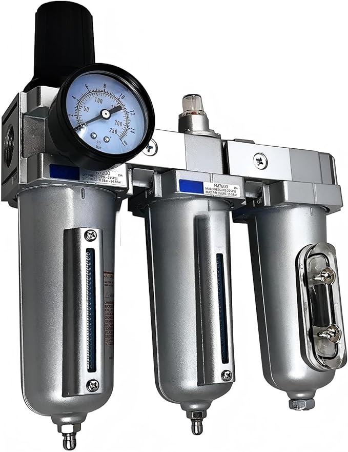 3/4" NPT Heavy Duty Compressed Air Filter Regulator Coalescing Dsiccant Dryer System - 225 PSI Max Input - Adjusts 7 TO 215 PSI - Designed TO Filter Compressed Air For Pneumatic Tools