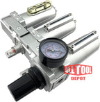 1/2" NPT HEAVY DUTY Industrial Grade Filter Regulator Coalescing Desiccant Dryer System For Compressed Air Lines, Metal Bowls, Great For Paint Spray And Plasma Cutter (MANUAL DRAIN)