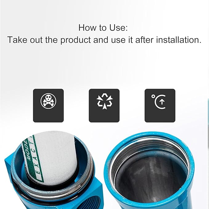 Water Oil Separator Air Compressor Filter, Aluminium Alloy PP Cotton Filter, Leak Proof 1.18in Inlet Outlet, 1.0MPa Replacement Part (T-001)