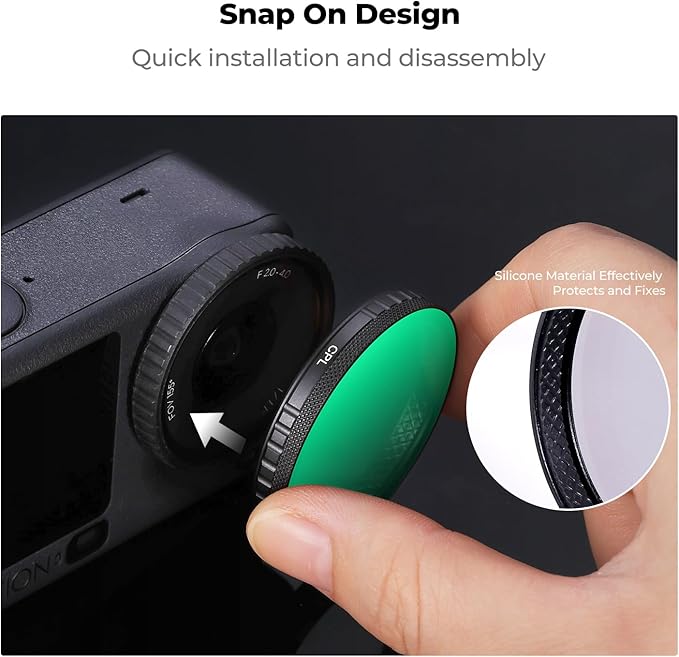K&F CONCEPT Snap On CPL Filter Compatible with DJI Osmo Action 6, Circular Polarizers Filters, HD Optical Glass with Multi-Coated Anti-Glare Reduce Reflections Action Camera Accessories