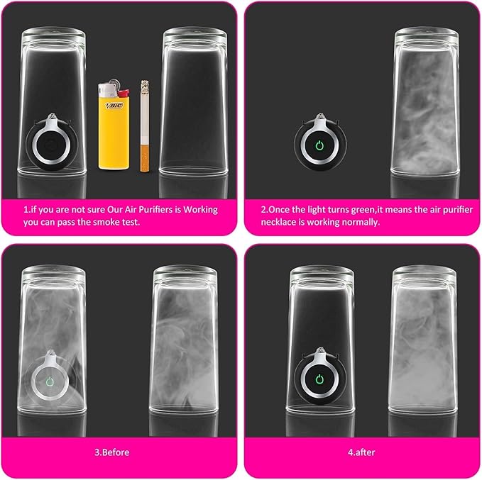 Rechargeable Ionizer Air Purifier, Wearable Air Purifier, Mini Necklace Air Purifier for Home, Kitchen, Portable Travel Air Cleaner with Carbon Fiber for Smell, Office, Bedroom, Kitchen-2Pack