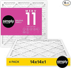 Simply 14x14x1 Air Filter, Merv 11, MPR 1000, 4 Pack, Furnace Air Filter for HVAC (Actual Size: 13.75"x13.75"x0.75") DUST, Pet, & Allergy Control