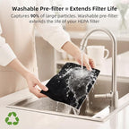 uahpet Pet Air Purifier for Home, Reduce Pet Hair, Dander, Odors, Dust, Smoke for Large Rooms up to 2100 Ft², Air Cleaner with H13 HEPA, Washable Pre-Filter & Air Quality Monitor, White+Gray
