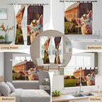 Farm Pig Kitchen Curtains 36 Inch Length, Small Window Curtains Tab Top, Farmhouse Barn Funny Animals Butterfly Light Filtering Short Window Treatments Tier Drapes 27.5"x36" 2 Panel