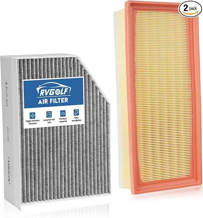 Engine+Cabin Air Filters Fit for 2009-2016 Audi A4, 2009-2016 A4 Quattro, 2013-2016 Audi A4 allroad Engine Air Filter Replacement Automotive Accessories CF11179 CA10522
