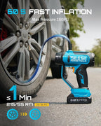 SEESII 3-in-1 Tire Inflator: Portable Air Compressor & Car Vacuum Cleaner & Led Work Light with 2×2000mAh Batteries, 21V Tire Air Pump 150PSI w/Digital Gauge+Auto-Shutoff for Ball/Motorcycle/Car/Home