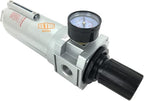 3/4" NPT SUPER DUTY Compressed Air In Line Filter Regulator Combo Piggyback, Metal Bowl, 5 Micron Element, Adjustable From 7 to 175 PSI (AUTO DRAIN)