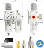 MEANLIN Air Compressor Moisture Filter, AC3010 Air Line Filter, 3/8" NPT Inlet with 150 PSI Gauge and Valve Shut Off Switch for Air Tools and Spray Paint Gun