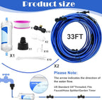 Upgraded 33FT Chicken Coop Cooling System with Water Filter Misting Cooling System Line & 20 Brass Mist Nozzles Teflon Tape 3/4" Adapter Chicken Coop Accessories for Patio Backyard Outdoor Summer Heat