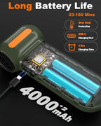Powerful 2-in-1 Compressed Air Duster & Handheld Car Vacuum Cleaner with LED Light & 4-Gear Adjustable 150KRPM Brushless Motor, Rechargeable Cordless Mini Blowe for Car, Home, PC (2-in-1 Green)