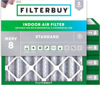 Filterbuy 25x25x4 Air Filter MERV 8 Essential Dust & Allergy Defense (5-Pack), Electrostatic Pleated HVAC AC Furnace Filters Replacement, Made in USA (Actual Size: 24.50 x 24.50 x 3.63)