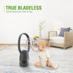 Bladeless Fan and Air Purifier Combo 26-Inch, HEPA-Filter, 8-Speed, 120° Oscillating, Remote Control, 8H Sleep Timer, Black (MT1004)
