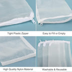 Segarty Aquarium Filter Bags High Flow, 10 Pack 0.15mm Mesh Bag 7.7 x 6 Inch Reusable White Nylon Media Net Bags with Plastic Zipper for Bio Balls, Ceramic Rings, Activated Carbon, Charcoal, Fish Tank