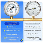 MEANLIN MEASURE 0~15Psi Dry Low Pressure Gauge Stainless Steel 1/4" NPT 2" FACE DIAL Waterproof for Water Oil Air Well Pump Tank Tire Pressure Test Back Mount, with 1/2" NPT and 3/8" NPT Hex Bushing