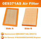 0E9371AS Air Filter for Gene-rac 410cc 530cc 8kW & 11kW Post 2013 Evolution Series V-Twin Engine Generators - 2 Pieces