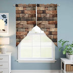 Western Barn Door Swag Valances for Windows, Vintage Farmhouses Wooden Door Brown Rod Pocket Kitchen Curtains Valance, Kitchen Window Curtains Swag for Cafe Bathroom Living Room, 2 Panels, 36x45 inch