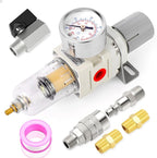 MEANLIN Air Compressor Moisture Filter, AW2000 Air Line Filter, 1/4" NPT Inlet with 150 PSI Gauge and Valve Shut Off Switch for Air Tools and Spray Paint Gun