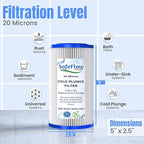 5" x 2.5" Cold Plunge Filter 20 Micron – Fits The Pod Ice Cold Plunge Water Chiller, Cold Plunge Filters, and Under Kitchen Sink Systems (6)
