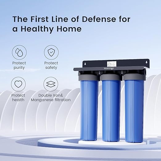 Waterdrop 3-Stage Whole House Water Filter System and Whole House Water Filter, Reduce Iron&Manganese, with Carbon&Sediment Filters, 7-Stage Filtration