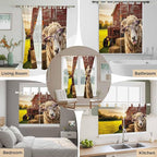 Farm Sheep Bedroom Curtains 63 Inch Length, Window Curtains Tab Top, Farmhouse Barn Funny Animals Butterfly Light Filtering Window Treatments Drapes 42"x63" 2 Panel