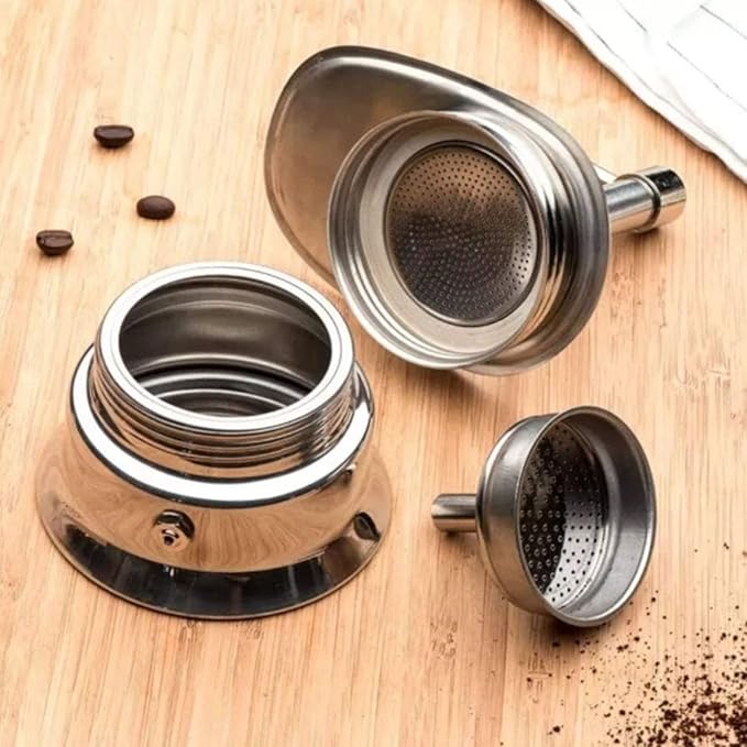 50ML 200ML Single Spout Mocha Pot Classic Stovetop Coffee Maker Stainless Steel Portable Espresso Pot with Filter for Home Camping Office Use (200ml)